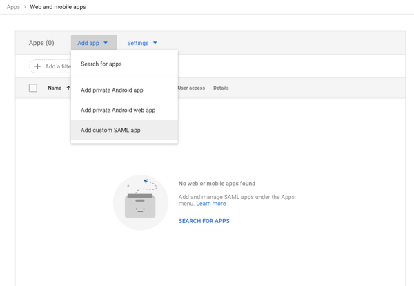 Add custom SAML app